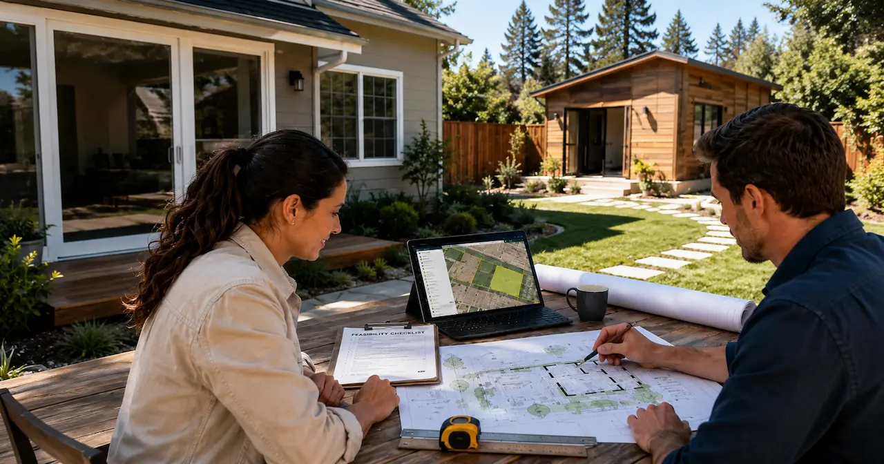 Homeowner reviewing site plan