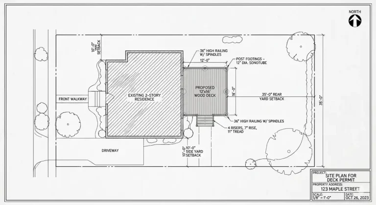 Deck permit drawing with notes