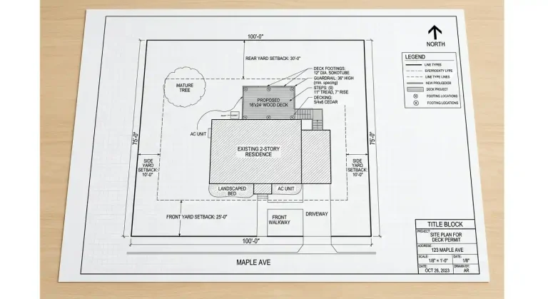Printed site plan for permit submission