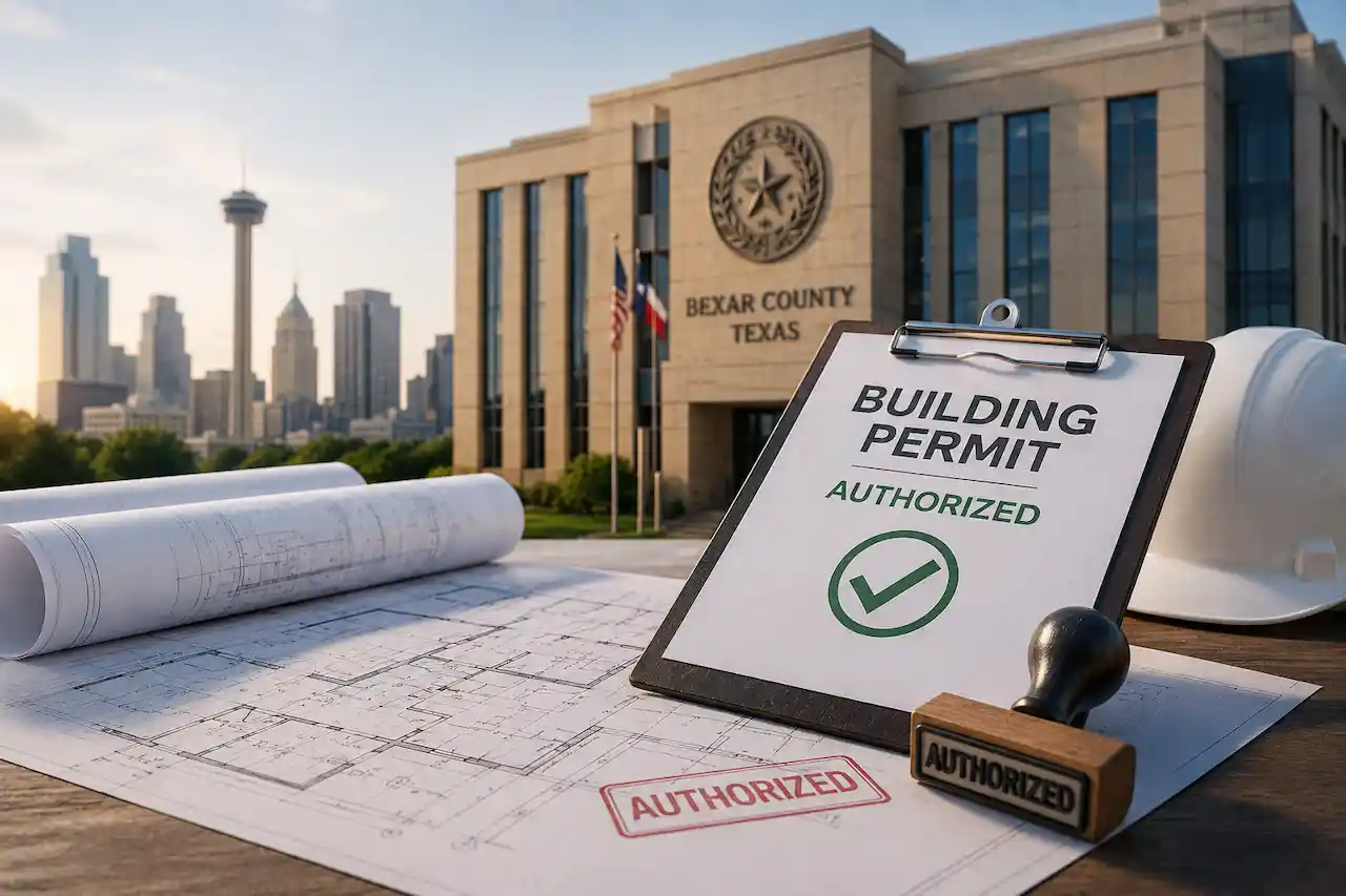 Bexar County building permit authorization for construction plans