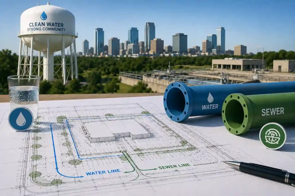 Water and sewer capacity shown on a site plan