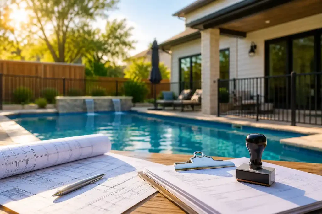 Texas pool permit requirements with IRC R326 plans